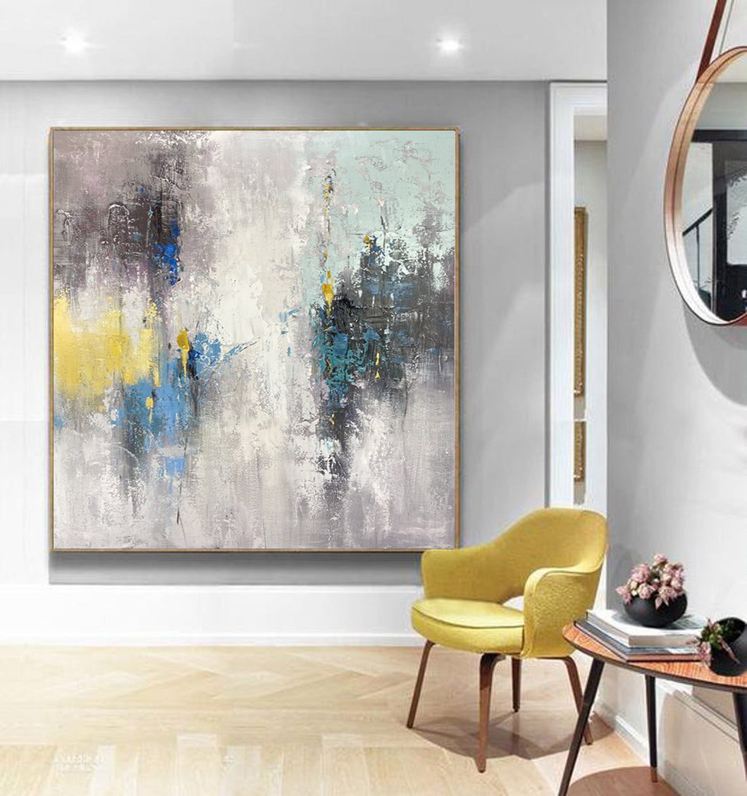 Gray Yellow Abstract Painting Original Modern Abstract Painting Cp007