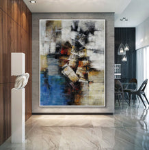Load image into Gallery viewer, Gray Blue Brown Oversize Canvas Art Large Scale Original Art Ap092
