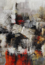 Load image into Gallery viewer, White Gray Red Textured Abstract Wall Art Texture Oil Painting
