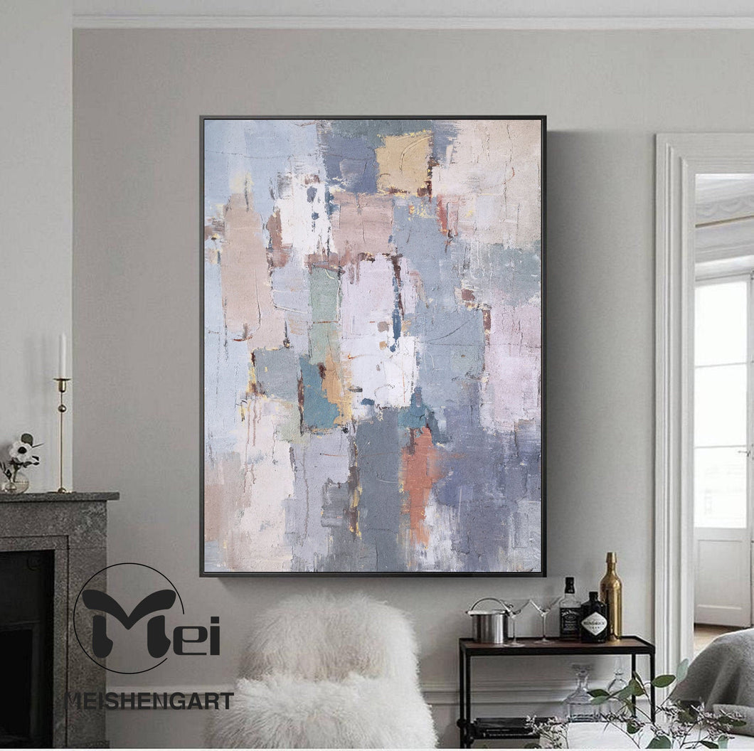 Colorful Abstract Painting Brown Pink Painting Beige Texture Painting Kp028