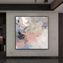 Load image into Gallery viewer, Pink Blue Abstract Painting Beige Gray Painting Large Modern Wall Art Op004
