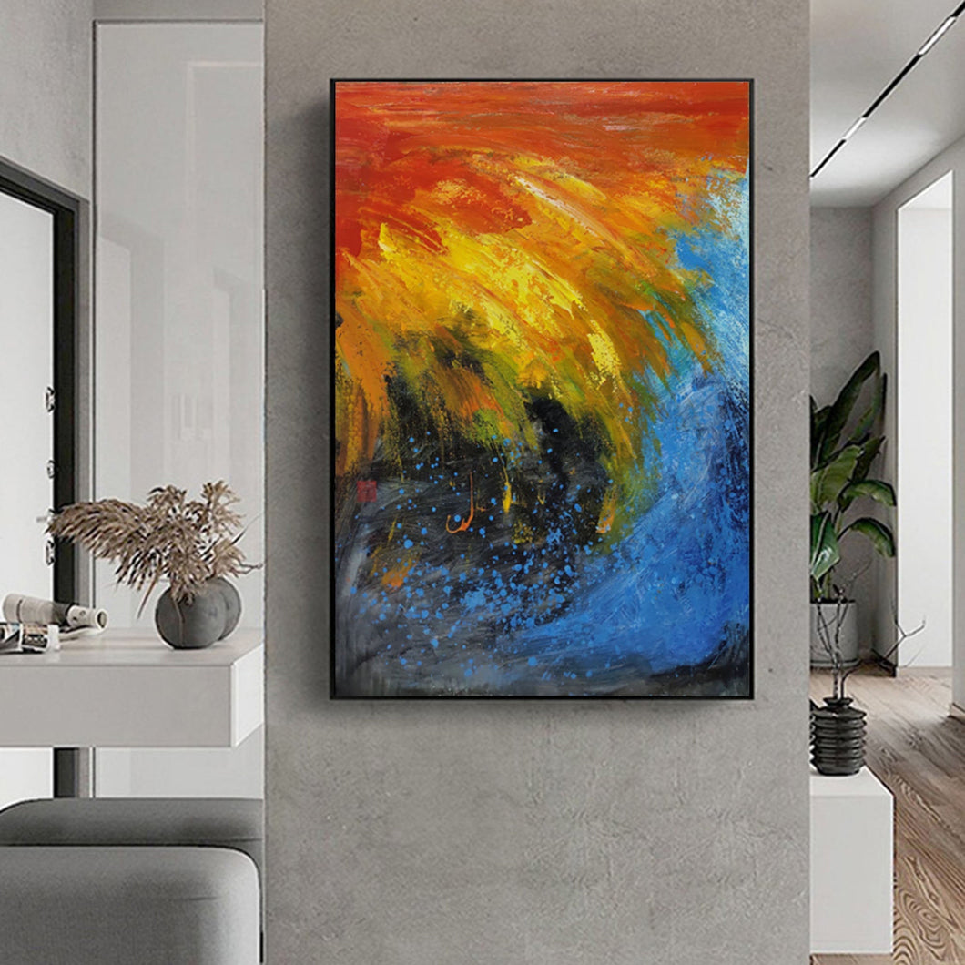 Red Yellow Blue Colorful Abstract Wall Art Large Abstract Painting Np101