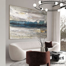 Load image into Gallery viewer, Beige and Blue Abstract Painting Heavy Texture Painting Living Room Kp023
