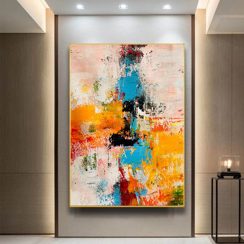 Colourful Wall Art Blue,Teal,Extra Large Painting,Modern Abstract Gp057