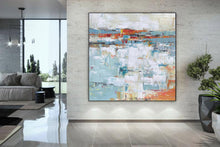 Load image into Gallery viewer, Large Blue White Orange Abstract Acrylic Painting on Canvas Yp030
