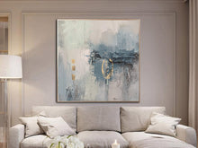 Load image into Gallery viewer, Blue White Gold Abstract Painting On Canvas Acrylic Painting Yp029
