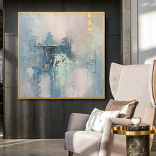 Load image into Gallery viewer, Gold Blue Original Abstract Painting Acrylic Huge Wall Art Yp023
