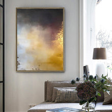 Load image into Gallery viewer, Extra Large Gold Grey Abstract Painting on Canvas Yellow Painting Op009

