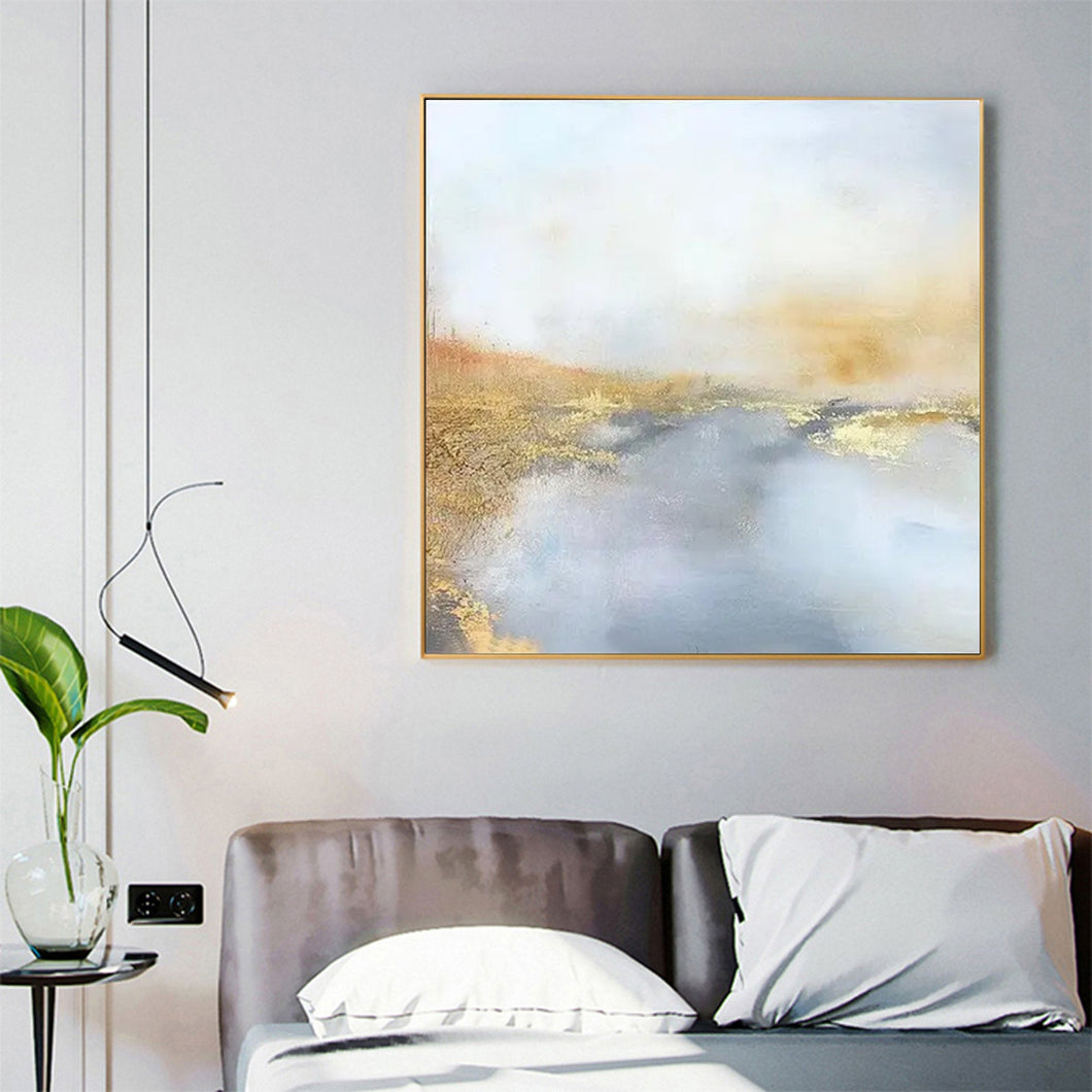 Gray Gold Wall Painting Landscape Painting on Canvas Impressionist Op054
