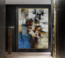 Load image into Gallery viewer, Gray Blue Brown Oversize Canvas Art Large Scale Original Art Ap092
