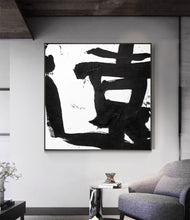 Load image into Gallery viewer, Black and White Painting on Canvas Original Artwork Op034
