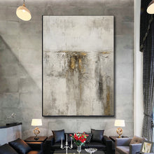 Load image into Gallery viewer, Gray White Gold Abstract Acrylic Painting on Canvas Textured Wall Art Op093
