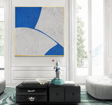 Load image into Gallery viewer, White And Blue Abstract Painting Minimal Painting Office Decor Op048
