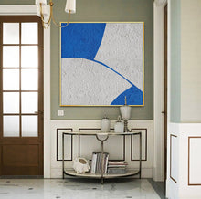 Load image into Gallery viewer, White And Blue Abstract Painting Minimal Painting Office Decor Op048
