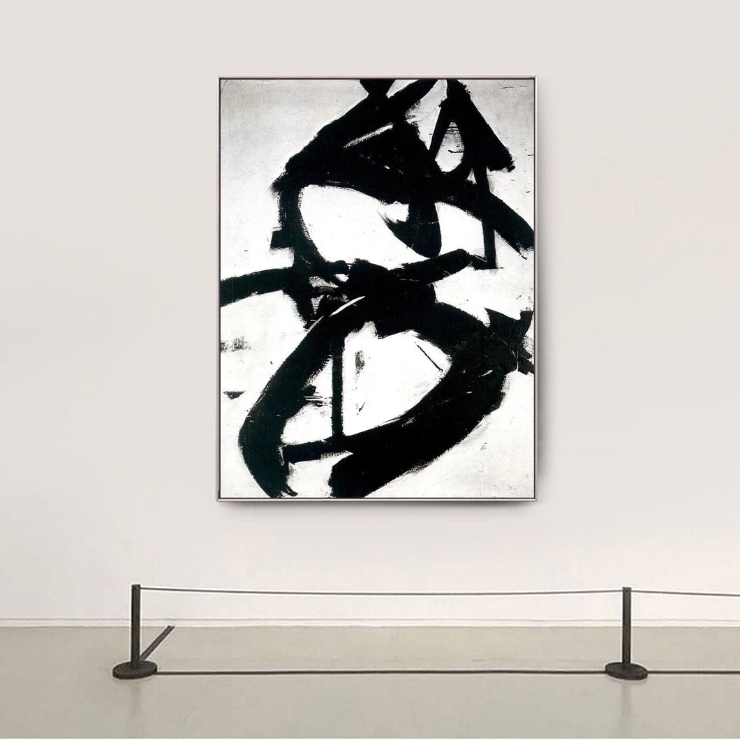 Black and White Abstract Canvas Art Minimalist Painting Op019