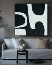 Load image into Gallery viewer, Black and White Minimalist Painting Textured Painting Kp070
