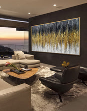 Load image into Gallery viewer, Black Gold Artwork Extra Large Panoramic Textured Abstract Painting Ap060
