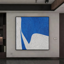 Load image into Gallery viewer, White And Blue Abstract Painting Minimal Art Office Decor Op047
