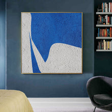 Load image into Gallery viewer, White And Blue Abstract Painting Minimal Art Office Decor Op047
