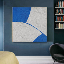 Load image into Gallery viewer, White And Blue Abstract Painting Minimal Painting Office Decor Op048
