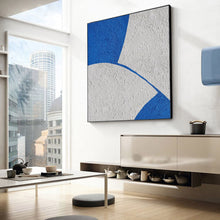 Load image into Gallery viewer, White And Blue Abstract Painting Minimal Painting Office Decor Op048
