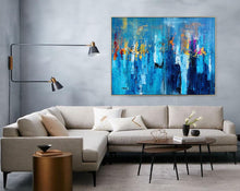 Load image into Gallery viewer, Large Palette Knife Canvas Art Blue Abstract,Painting on Canvas Np020
