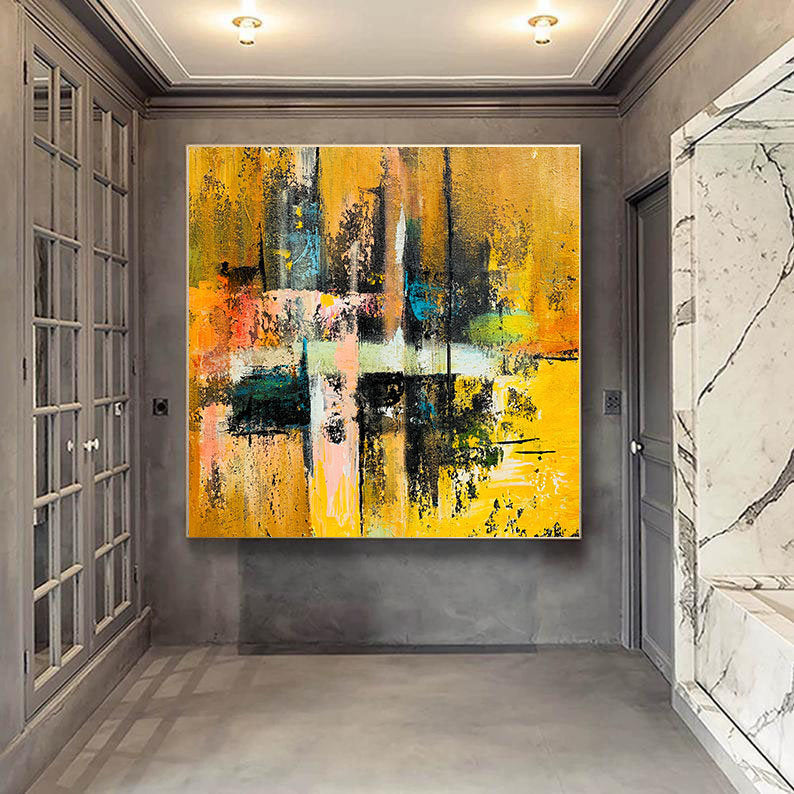 Yellow Brown Abstract Painting,Home Decor,Paintings on Canvas Bp046