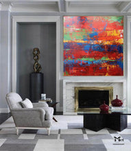 Load image into Gallery viewer, Red Painting On Canvas Large Colorful Contemporary Art Kp025
