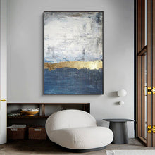 Load image into Gallery viewer, Navy Blue Grey Wall Painting on Canvas Ocean Sunset Painting Cp032
