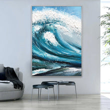 Load image into Gallery viewer, Textured Ocean Waves Wall Art Large Canvas Artwork for Sale Gp083
