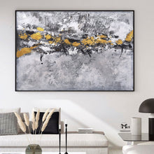 Load image into Gallery viewer, Gray Gold Leaf Abstract Art Modern Wall Painting For Office Kp026
