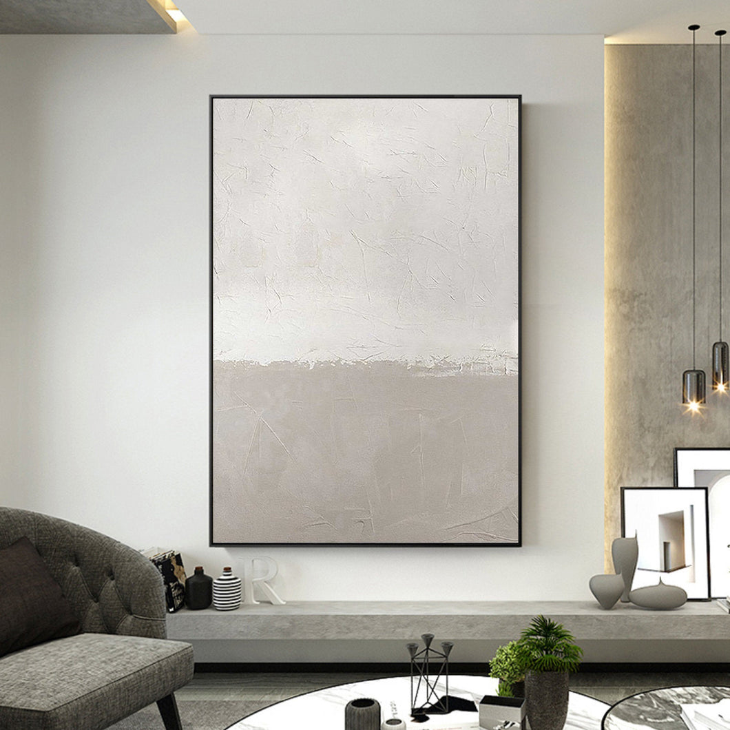 Beige and White Painting Beige Abstract Painting Beige Wall Decor Qp055