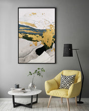 Load image into Gallery viewer, Green Gold Black White Abstract Painting on Canvas Home Office Bedroom Np026
