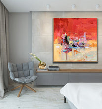 Load image into Gallery viewer, Red Abstract Painting on Canvas Colorful Abstract Painting NP053
