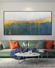 Load image into Gallery viewer, Decor Green Painting Gold Painting Rich Textured Office Wall Art
