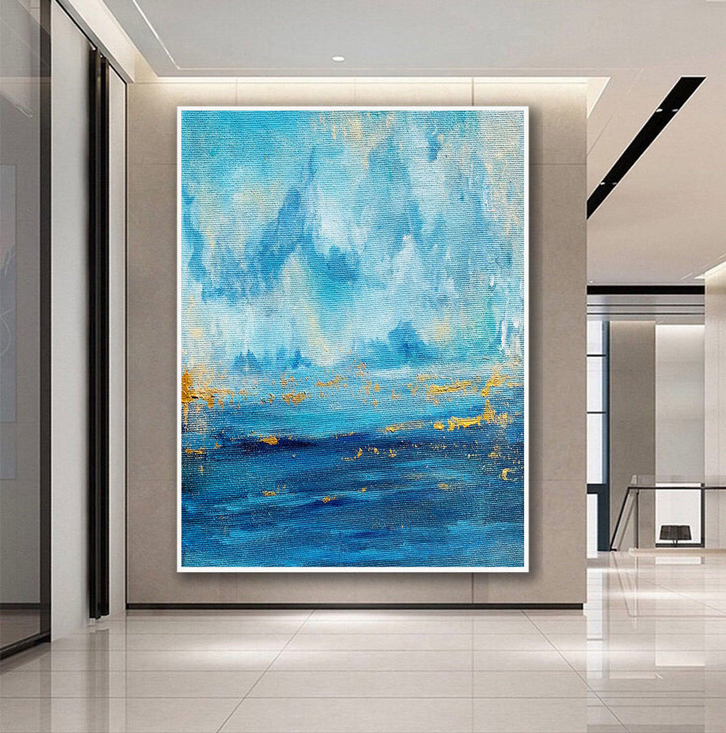Oversized Art for Sale Ocean Landscape Painting Blue Abstract Painting Gp074