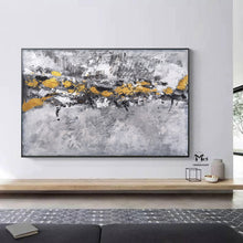 Load image into Gallery viewer, Gray Gold Leaf Abstract Art Modern Wall Painting For Office Kp026
