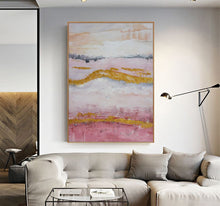 Load image into Gallery viewer, Pink Gold Painting Home Wall Decor Oversized Canvas Paintings Op077
