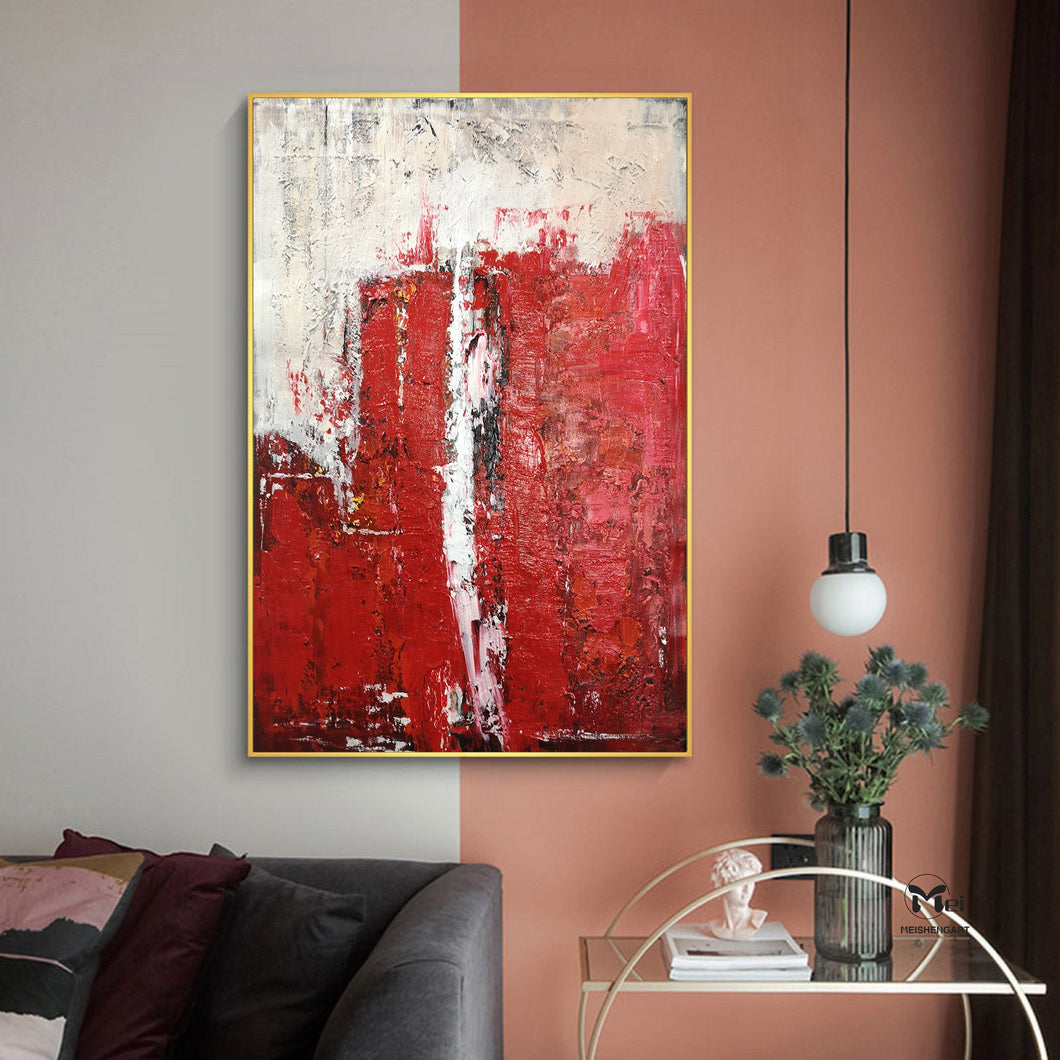 Red Abstract Painting 3D Texture Painting Hand Made Kp020