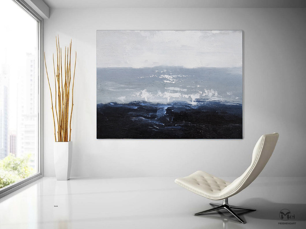 Ocean Waves Painting Abstract Ocean Painting Blue Seascape Painting Kp011