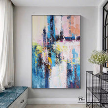 Load image into Gallery viewer, Colorful Abstract Painting Pink And Blue Canvas Painting Ap114
