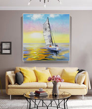 Load image into Gallery viewer, Sailing Boat Landscape Painting on Canvas Original Nautical Painting Cp026
