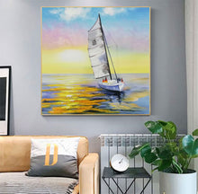 Load image into Gallery viewer, Sailing Boat Landscape Painting on Canvas Original Nautical Painting Cp026
