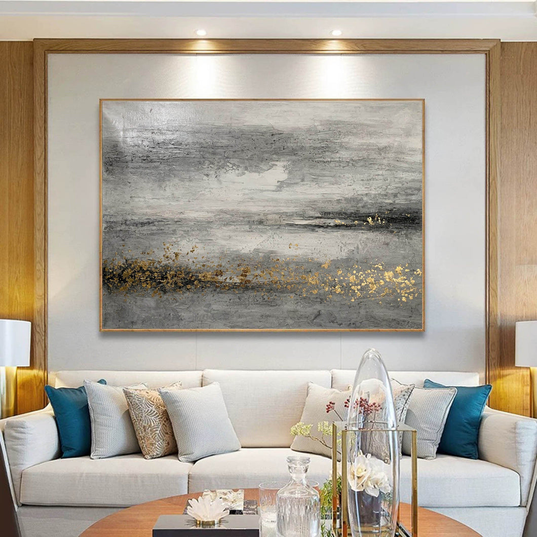 Black Gray Gold Modern Wall Art Abstract Painting Yp003