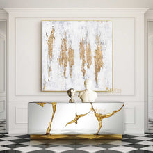 Load image into Gallery viewer, Gold Leaf Art Abstract Canvas Painting White And Gold Office Wall Art Dp049
