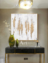 Load image into Gallery viewer, Gold Leaf Art Abstract Canvas Painting White And Gold Office Wall Art Dp049
