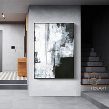 Load image into Gallery viewer, Oversize Silvery Abstract Painting Black And White Art Ap039
