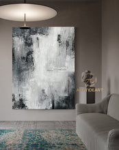 Load image into Gallery viewer, Black White Landscape Wall Art Handmade Abstract Painting Ap017
