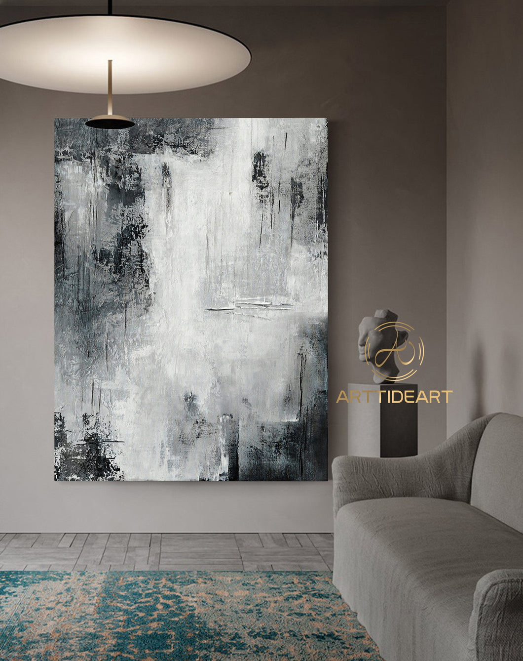 Black White Landscape Wall Art Handmade Abstract Painting Ap017