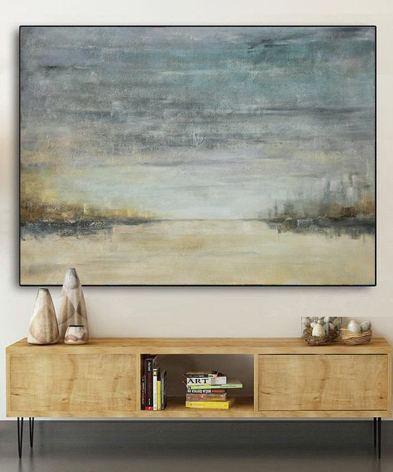 Large Sky and Ocean Painting Ocean Sunset Painting Ap027